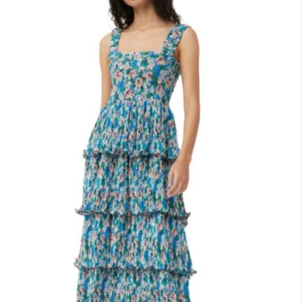 Ganni Tiered Georgette Midi-dress